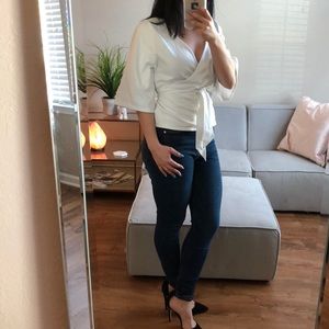 Express White Tie Blouse